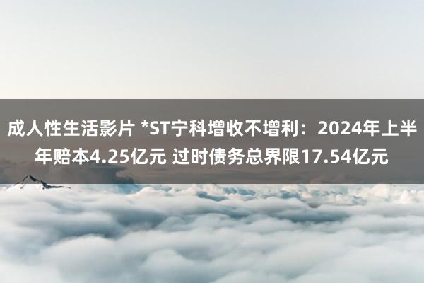 成人性生活影片 *ST宁科增收不增利：2024年上半年赔本4.25亿元 过时债务总界限17.54亿元