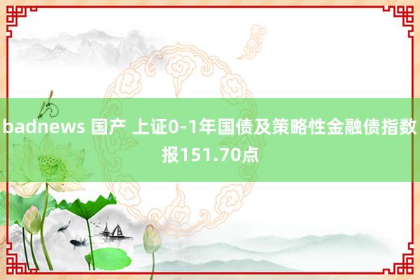 badnews 国产 上证0-1年国债及策略性金融债指数报151.70点