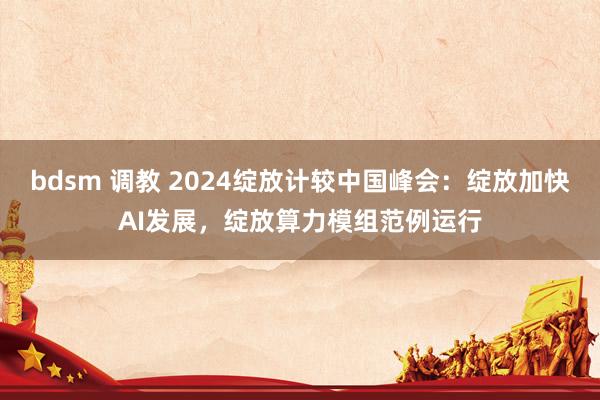 bdsm 调教 2024绽放计较中国峰会：绽放加快AI发展，绽放算力模组范例运行